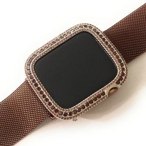 Bling Apple Watch Series 4/5/6/SE Bezel Face Case Brown Coffee Zirconia 44 mm